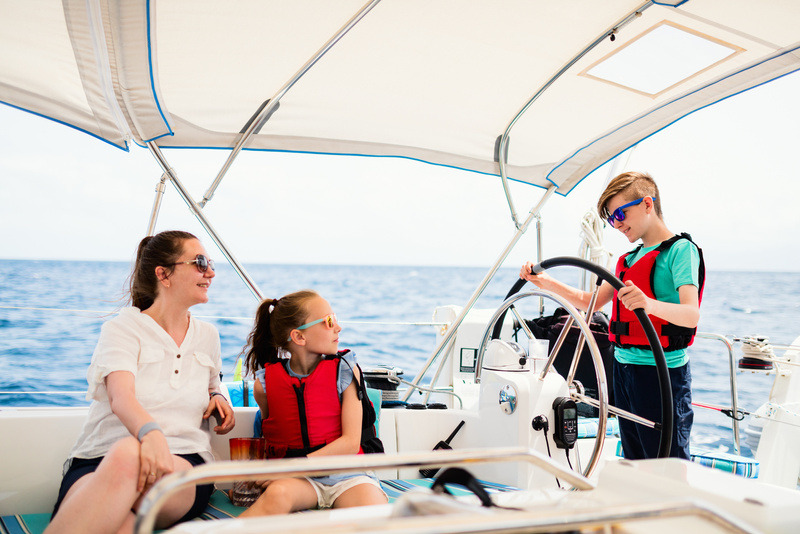 Family on Board of Sailing Yacht
